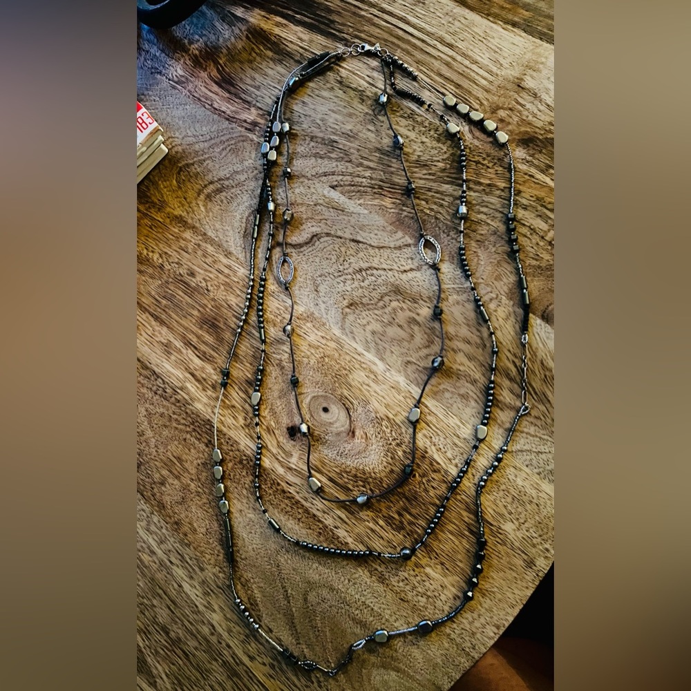 Silpada Sterling Silver and Hematite Necklace “Dewdrops”